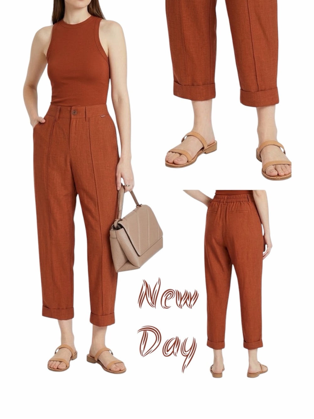 A New Day Women's High-Rise Slim Fit Pintuck Ankle Pants in the Size 10